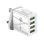 30W QC 3.0 USB + 3 USB 2.0ポート モバイルフォン タブレット PC用ユニバーサルクイックチャージャー トラベルチャージャー、UKプラグ、UKプラグ