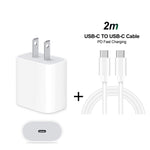 2イン1 シングルUSB-C / Type-Cポート トラベルチャージャー + 3A PD 3.0 USB-C / Type-C to USB-C / Type-C高速充電データケーブルセット、ケーブル長：2m、18W 2m