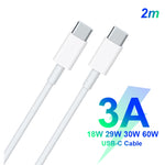 2イン1 シングルUSB-C / Type-Cポート トラベルチャージャー + 3A PD 3.0 USB-C / Type-C to USB-C / Type-C高速充電データケーブルセット、ケーブル長：2m、18W 2m