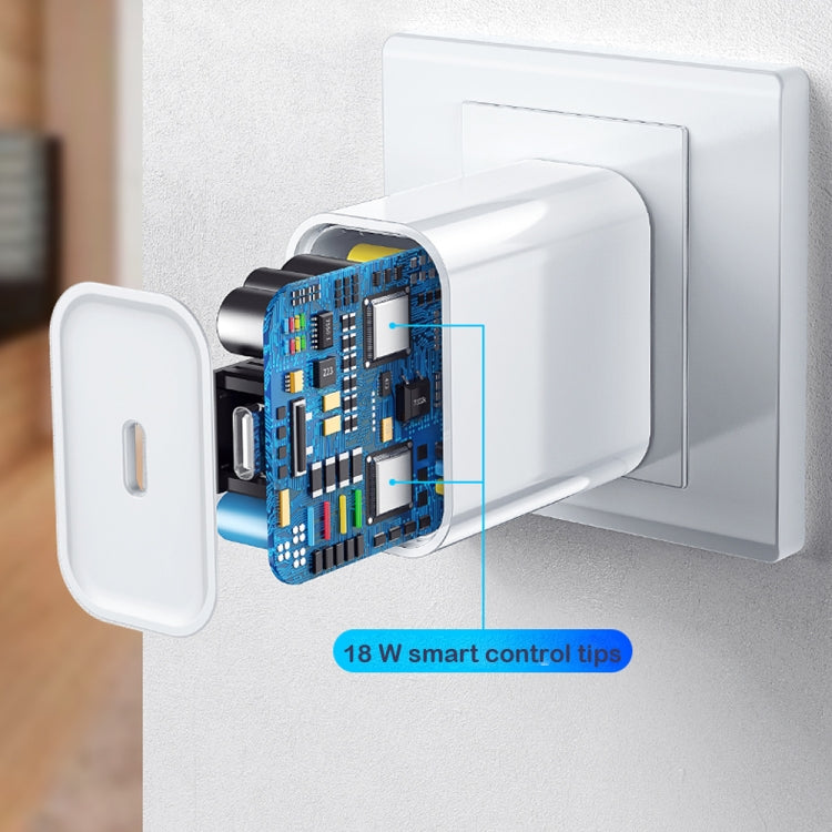 2イン1 シングルUSB-C / Type-Cポート トラベルチャージャー + 3A PD 3.0 USB-C / Type-C to USB-C / Type-C高速充電データケーブルセット、ケーブル長：2m、18W 2m