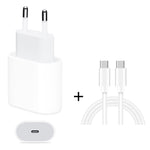2イン1 シングルUSB-C / Type-Cポート トラベルチャージャー + 3A PD 3.0 USB-C / Type-C to USB-C / Type-C高速充電データケーブルセット、ケーブル長：2m、18W 2m