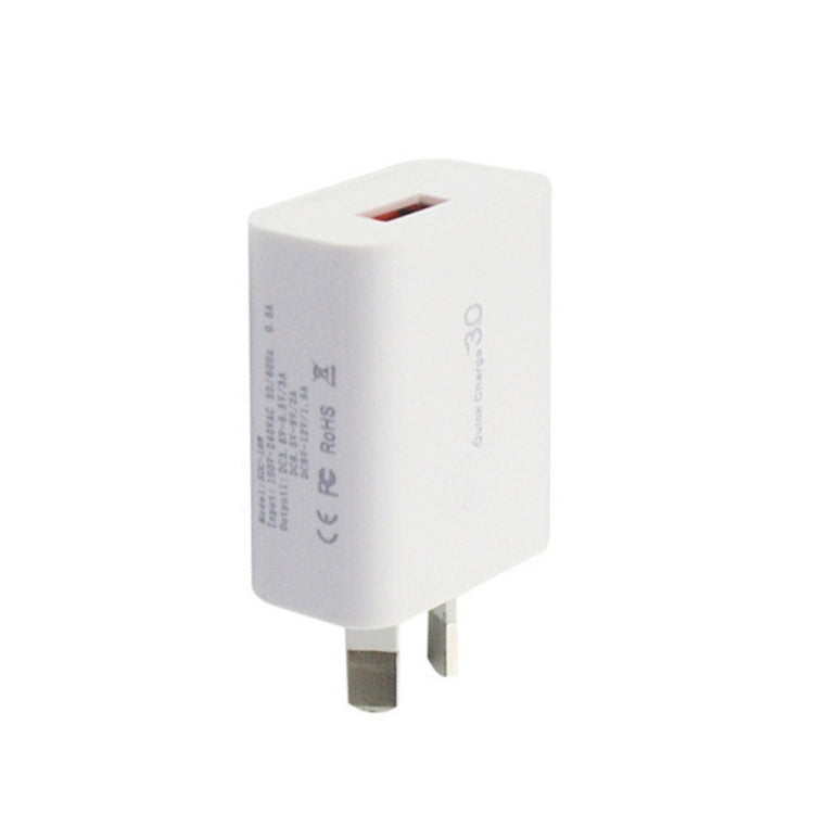 QC 3.0 18W 3A シングルUSBインターフェース充電器、AUプラグ