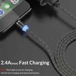USB to Micro USB マグネットメタルコネクター ナイロン二色編みマグネット充電ケーブル、ケーブル長さ：1m、Micro USB