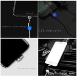 USB to Micro USB マグネットメタルコネクター ナイロン二色編みマグネット充電ケーブル、ケーブル長さ：1m、Micro USB
