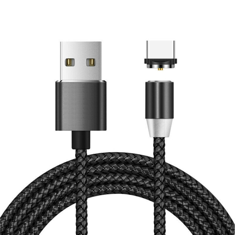 USB to USB-C / Type-C マグネットメタルコネクター ナイロン二色編みマグネット充電ケーブル、ケーブル長さ：1m、USB-C / Type-C