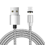 USB to 8ピン マグネットメタルコネクター ナイロン二色編みマグネットデータケーブル、ケーブル長さ：1m、8ピン