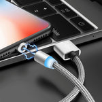 2in1 USB to 8ピン + Micro USB マグネットメタルインターフェース ナイロン編み充電ケーブル、長さ：1m、1m