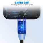 2in1 USB to 8ピン + Micro USB マグネットメタルインターフェース ナイロン編み充電ケーブル、長さ：1m、1m