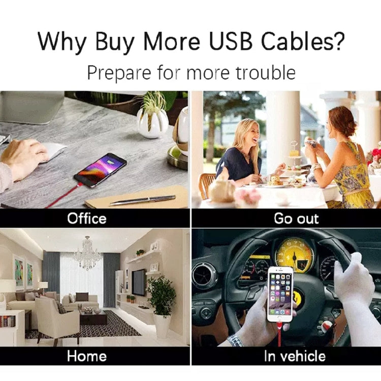 2in1 USB to 8ピン + Micro USB マグネットメタルインターフェース ナイロン編み充電ケーブル、長さ：1m、1m