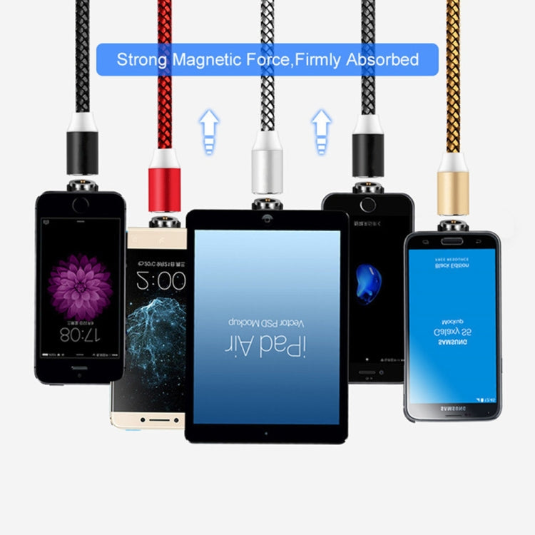 2in1 USB to 8ピン + Micro USB マグネットメタルインターフェース ナイロン編み充電ケーブル、長さ：1m、1m