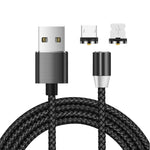2in1 USB to 8ピン + Micro USB マグネットメタルインターフェース ナイロン編み充電ケーブル、長さ：1m、1m