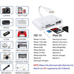 ZS-S1827 4-in-1 SDカード + TFカード + 8ピン充電 + USBインターフェース から 8ピンインターフェース カメラリーダーアダプター 全iOSシステム対応