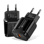 ポータブル QC3.0 18W USBポート 汎用急速充電器 EUプラグ EUプラグ