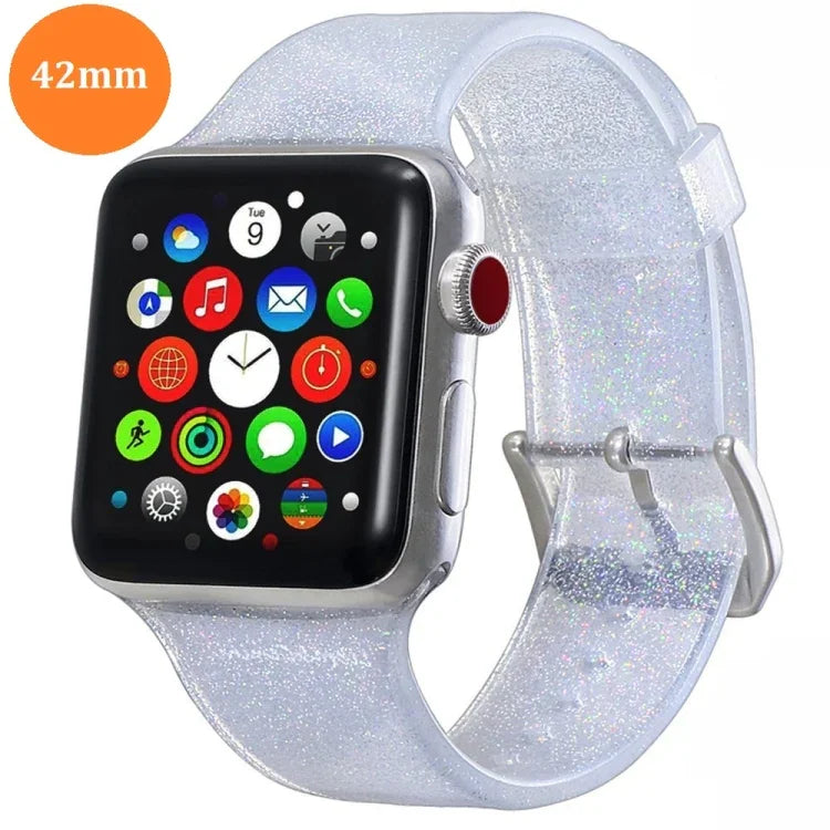Apple Watch Series 5 & 4 44mm / 3 & 2 & 1 42mm グリッター シリコンストラップ用