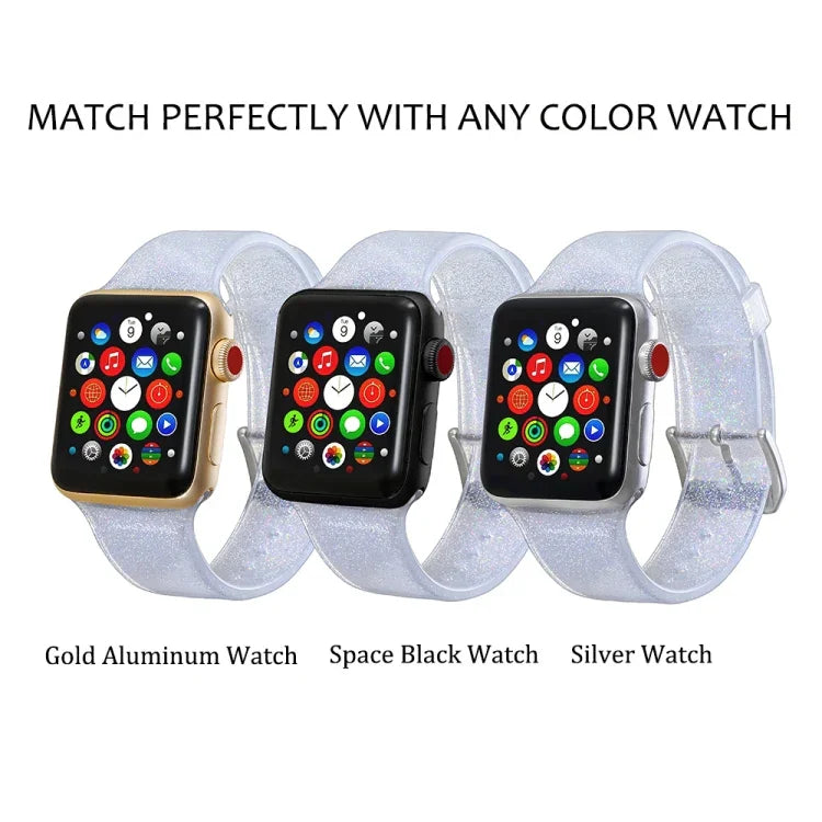 Apple Watch Series 5 & 4 44mm / 3 & 2 & 1 42mm グリッター シリコンストラップ用