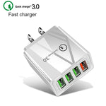 2イン1 USB to USB-C / Type-Cデータケーブル + 30W QC 3.0 4 USBインターフェース モバイルフォン タブレット PC用ユニバーサルクイックチャージャー トラベルチャージャーセット、USプラグ、USB-C / Type-Cセット USプラグ
