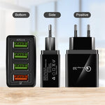 2-in-1 USB to USB-C / Type-C データケーブル + 30W QC 3.0 4 USBポート 携帯電話 タブレット PC 汎用急速充電器 トラベルチャージャーセット EUプラグ USB-C / Type-Cセット EUプラグ