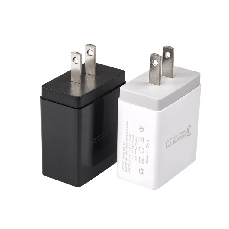 2-in-1 1m USB to Micro USB データケーブル + 30W QC 3.0 4 USBポート 携帯電話 タブレット PC 汎用急速充電器 トラベルチャージャーセット USプラグ Micro USBセット USプラグ