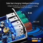 2 in 1 1m USB to Micro USB Data Cable + 30W QC 3.0 4 USB Interfaces Mobile Phone Tablet PC Universal Quick Charger Travel Charger Set, UK Plug, Micro USB Set UK Plug