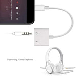 ZS-KL21804 2in1 8ピン to 3.5mm オーディオ＋8ピン充電インターフェース、イヤホンアダプター、全iOSシステム対応、8ピン＋3.5mm