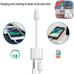ZS-KL21804 2in1 8ピン to 3.5mm オーディオ＋8ピン充電インターフェース、イヤホンアダプター、全iOSシステム対応、8ピン＋3.5mm