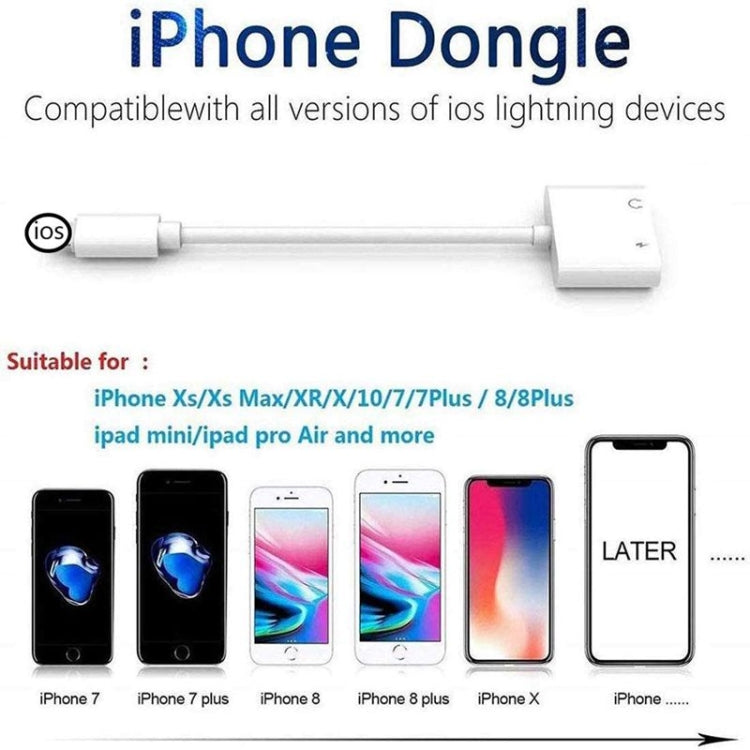 ZS-KL21804 2in1 8ピン to 3.5mm オーディオ＋8ピン充電インターフェース、イヤホンアダプター、全iOSシステム対応、8ピン＋3.5mm