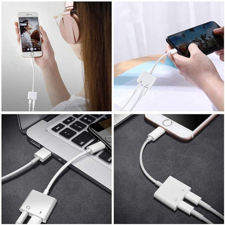 ZS-KL21804 2in1 8ピン to 3.5mm オーディオ＋8ピン充電インターフェース、イヤホンアダプター、全iOSシステム対応、8ピン＋3.5mm