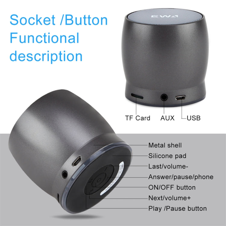 EWA A150 ポータブルミニBluetoothスピーカー ワイヤレスハイファイステレオ 強力バスミュージックブームボックス メタルサブウーファー マイクロSDカード＆3.5mm AUX対応