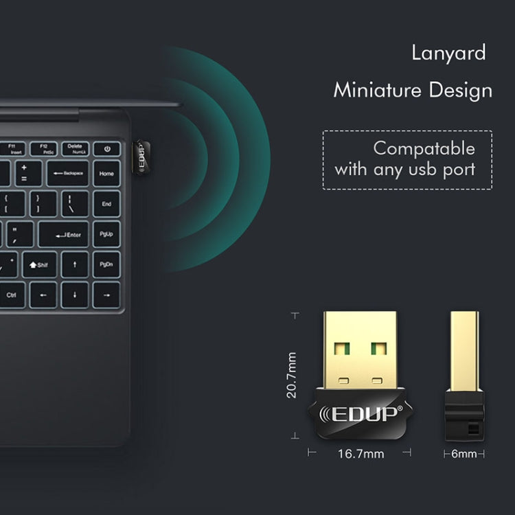 EDUP EP-AC1651 USB WiFiアダプター 650Mbps デュアルバンド 5G/2.4GHz 外付け無線ネットワークカード WiFiドングルレシーバー ノートパソコン用 Windows MacOS対応