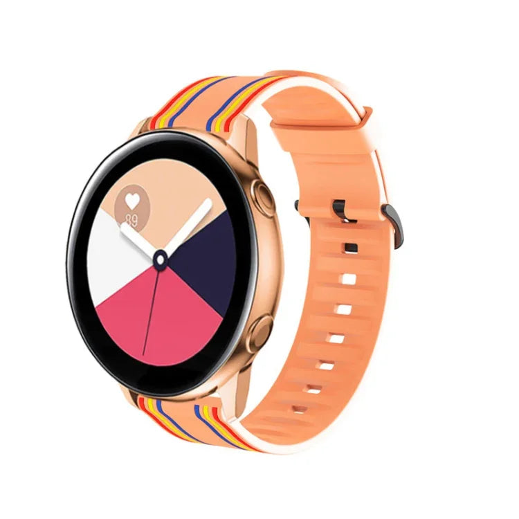 20mm ストライプシリコンストラップ、Huami Amazfit GTS / Samsung Galaxy Watch Active 2 / Huawei Watch GT2 42MM用