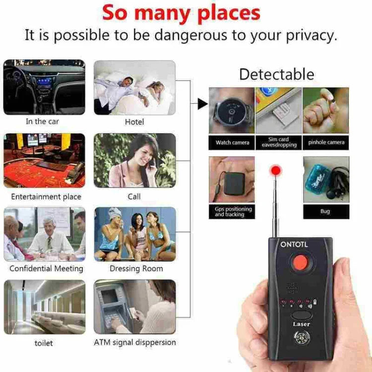 CC308 フルレンジカメラレーザー検出器 ミニワイヤレスカメラ信号 GSMデバイスファインダー