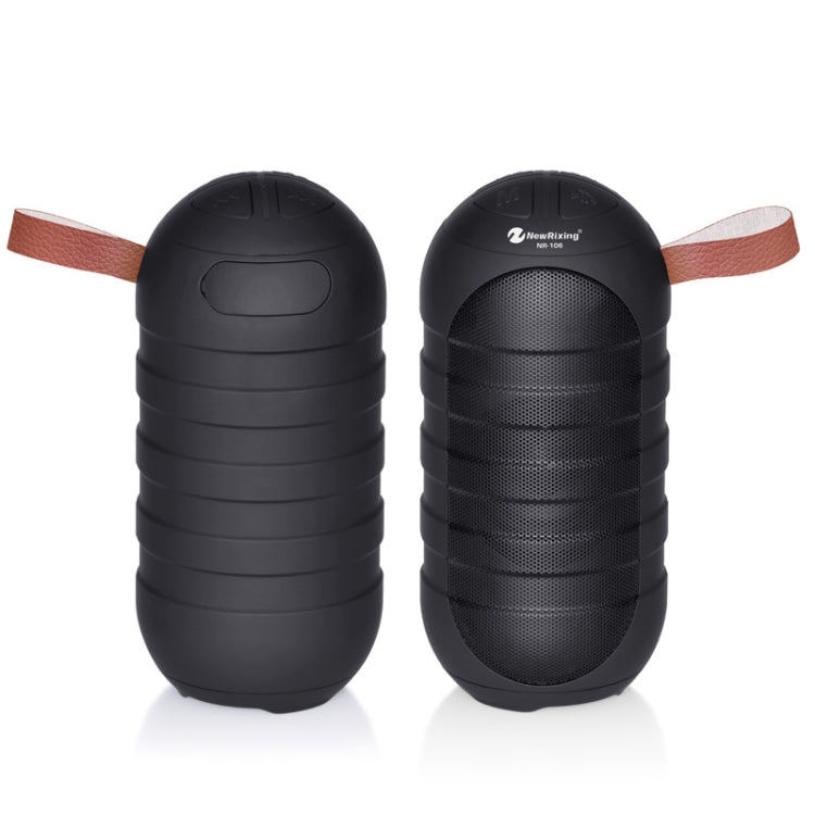 NewRixing NR106 ミニポータブルワイヤレスBluetoothスピーカー ステレオサブウーファー 内蔵マイク ハンズフリー通話＆TFカード＆FM対応 LEDフラッシュなし