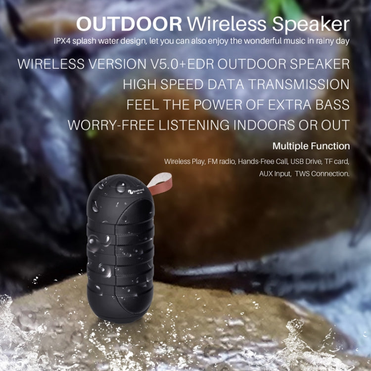NewRixing NR106 ミニポータブルワイヤレスBluetoothスピーカー ステレオサブウーファー 内蔵マイク ハンズフリー通話＆TFカード＆FM対応 LEDフラッシュなし