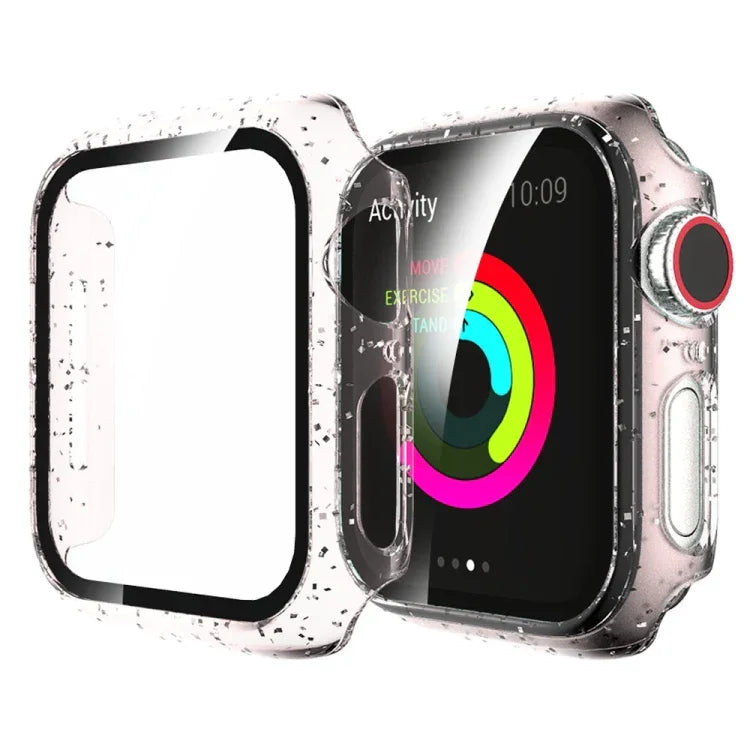 Apple Watch Series 4/5/6 & SE 1/2/3 44mm グリッターパウダー PC + 強化ガラススクリーンフィルム一体型ケース