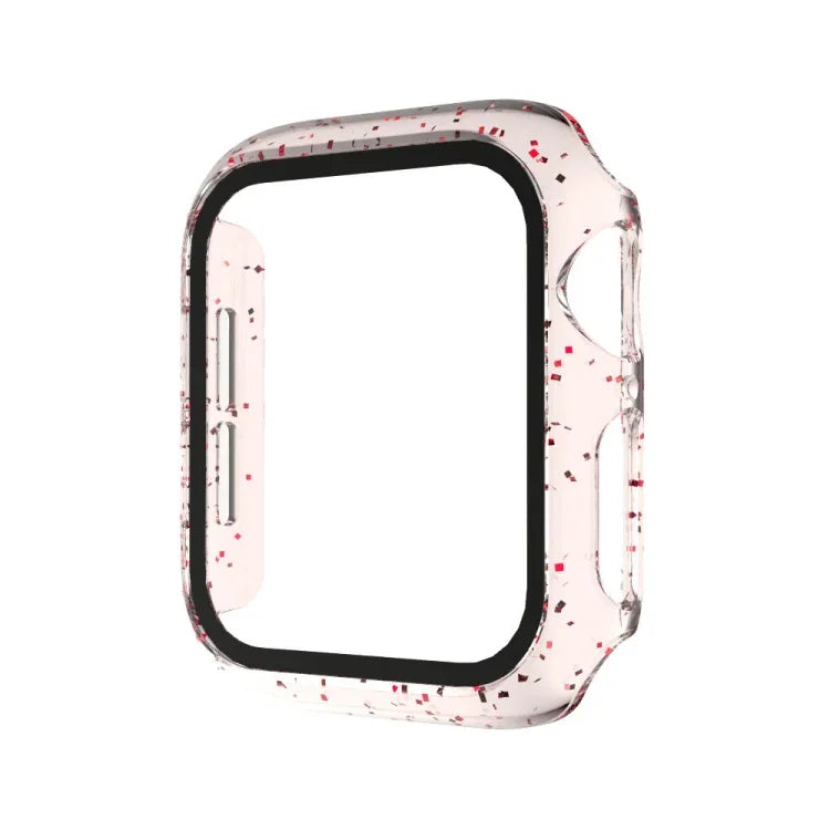 Apple Watch Series 4/5/6 & SE 1/2/3 44mm グリッターパウダー PC + 強化ガラススクリーンフィルム一体型ケース