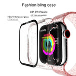 Apple Watch Series 4/5/6 & SE 1/2/3 44mm グリッターパウダー PC + 強化ガラススクリーンフィルム一体型ケース