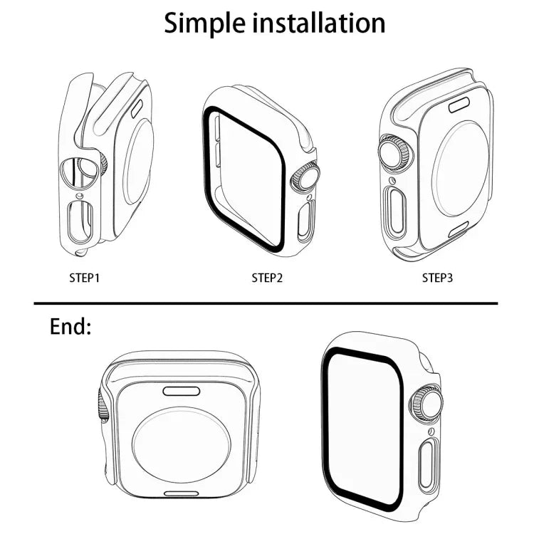 Apple Watch Series 4/5/6 & SE 1/2/3 44mm グリッターパウダー PC + 強化ガラススクリーンフィルム一体型ケース