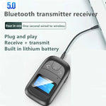 T14 2in1 Bluetoothアダプター 車載ハンズフリー通話 Bluetoothレシーバー送信機 LCDデジタルディスプレイ付き、T14