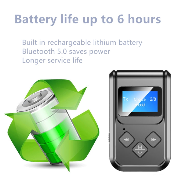 T15 2in1 Bluetooth 5.0 ミュージックレシーバー送信機 スクリーン付き、T15