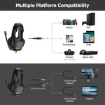 ONIKUMA K20 PS4ヘッドセット ステレオゲーミングヘッドセット マイク付き/LEDライト付き Xbox One/ラップトップ タブレット対応