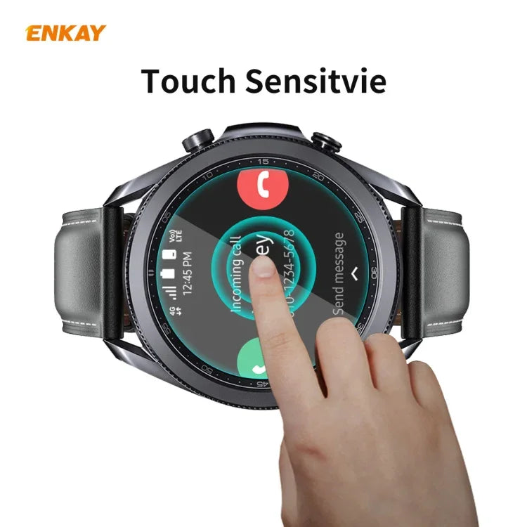 2枚セット ENKAY Hat-Prince 0.2mm 9H 2.15D 曲面エッジ強化ガラススクリーンプロテクターウォッチフィルム、Samsung Galaxy Watch 3 45mm用、Samsung Galaxy Watch 3 41mm用
