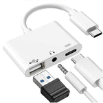 3-in-1 USB-C OTGアダプター 3.5mmヘッドホンジャック付き、iPad ProおよびType-Cジャック搭載スマホ対応、3-in-1