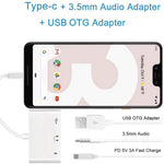 3-in-1 USB-C OTGアダプター 3.5mmヘッドホンジャック付き、iPad ProおよびType-Cジャック搭載スマホ対応、3-in-1