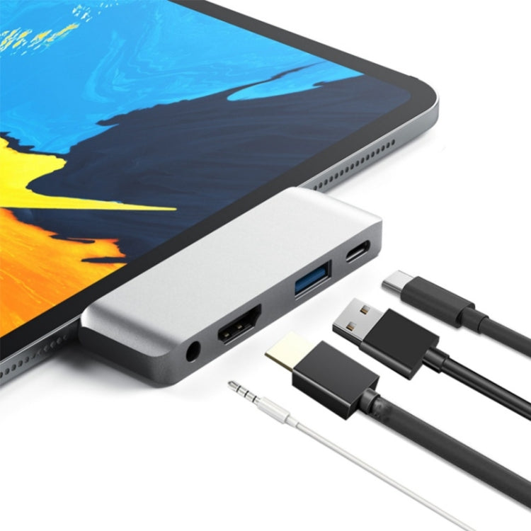 4in1 Type-C / USB-C to HDMI + AUX + USB + PD Type-C / USB-Cハブアダプター 多機能HDドック