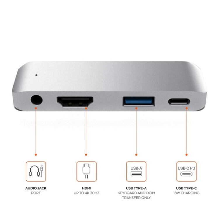 4in1 Type-C / USB-C to HDMI + AUX + USB + PD Type-C / USB-Cハブアダプター 多機能HDドック
