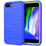 For iPhone 6/7/8 Plus Wave Pattern 3 in 1 Silicone+PC Shockproof Protective Case