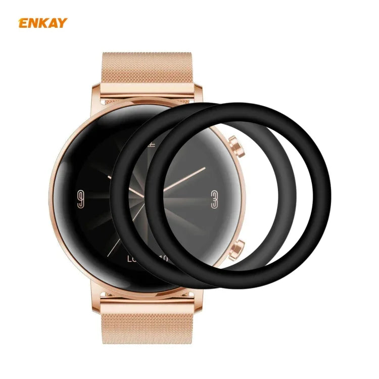 2枚セット ENKAY Hat-Prince 3D フルスクリーン ソフトPCエッジ＋PMMA HDスクリーンプロテクター フィルム、Huawei Watch GT 2 42mm用、Samsung Galaxy Active 2 40mm用、Samsung Galaxy Active 2 44mm用、Xiaomi Mi Band 4用、Fitbit Versa 2用