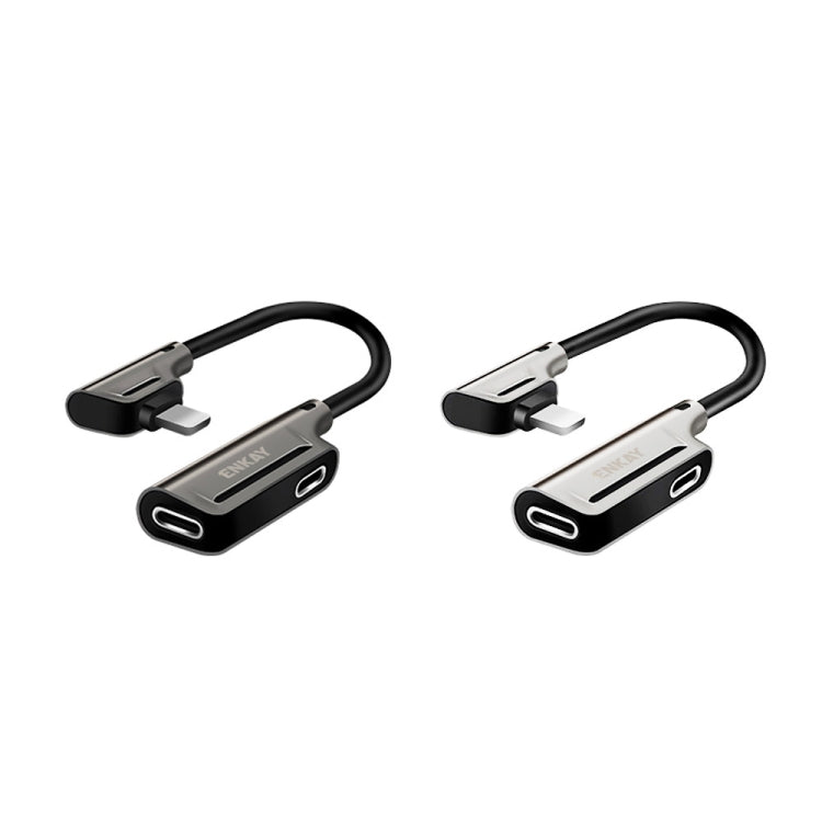 ENKAY ENK-AT102 8ピンから8ピン充電＋8ピンオーディオインターフェース充電と音楽再生用亜鉛合金アダプター変換器、8ピン充電＋8ピンオーディオ