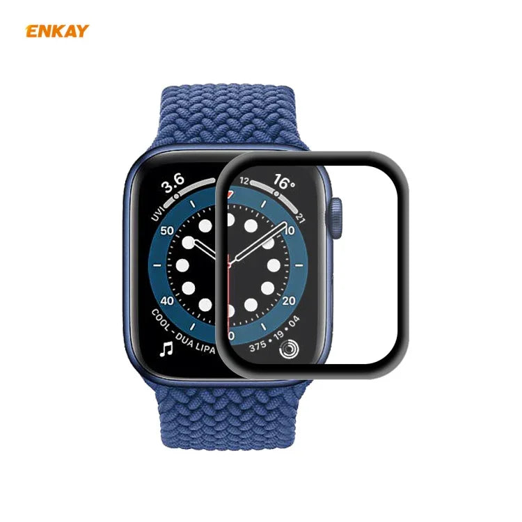 ENKAY Hat-Prince 0.2mm 9H硬度 3D耐衝撃 アルミ合金エッジ 全面強化ガラススクリーンフィルム、Apple Watch 6/5/4/SE 40mm用、Apple Watch 6/5/4/SE 44mm用