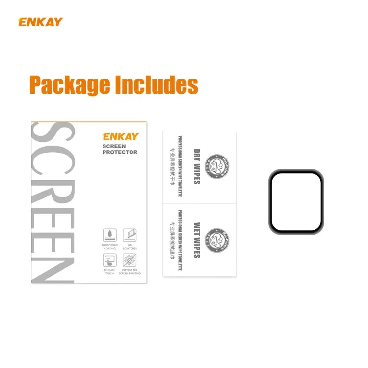 ENKAY Hat-Prince 0.2mm 9H硬度 3D耐衝撃 アルミ合金エッジ 全面強化ガラススクリーンフィルム、Apple Watch 6/5/4/SE 40mm用、Apple Watch 6/5/4/SE 44mm用